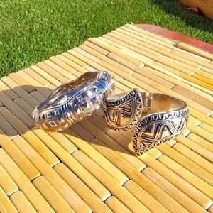 Metal Silver Geometric Design Clasp Apart Chunky Bracelets